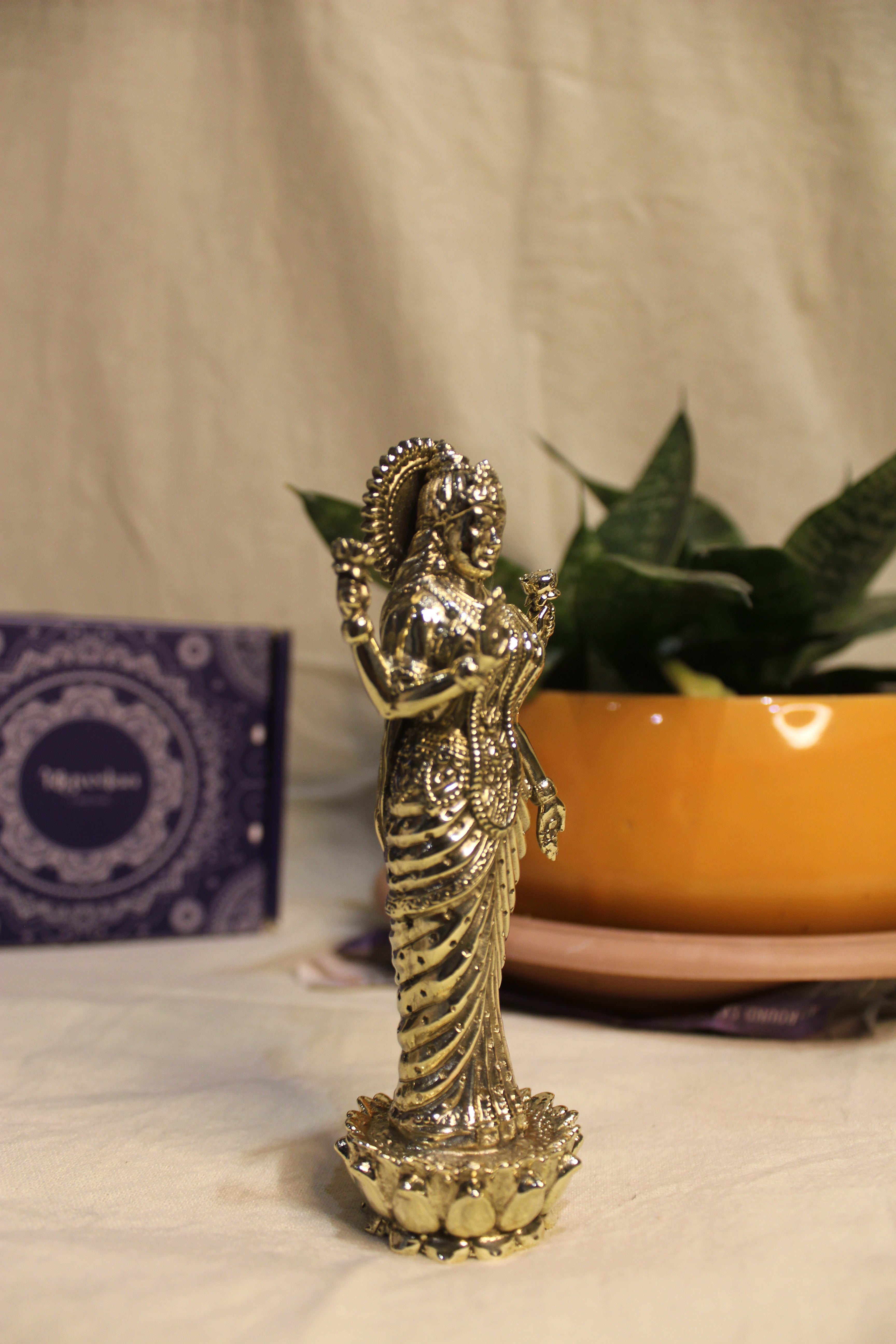 Goddess Laxmi Standing Murti In Brass - 5"
